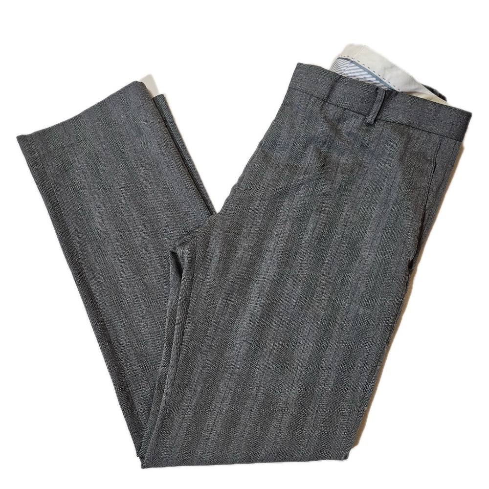 Banana‎ Republic Pants Mens 33x32 Gray Striped Tailored Slim Dress Trousers
